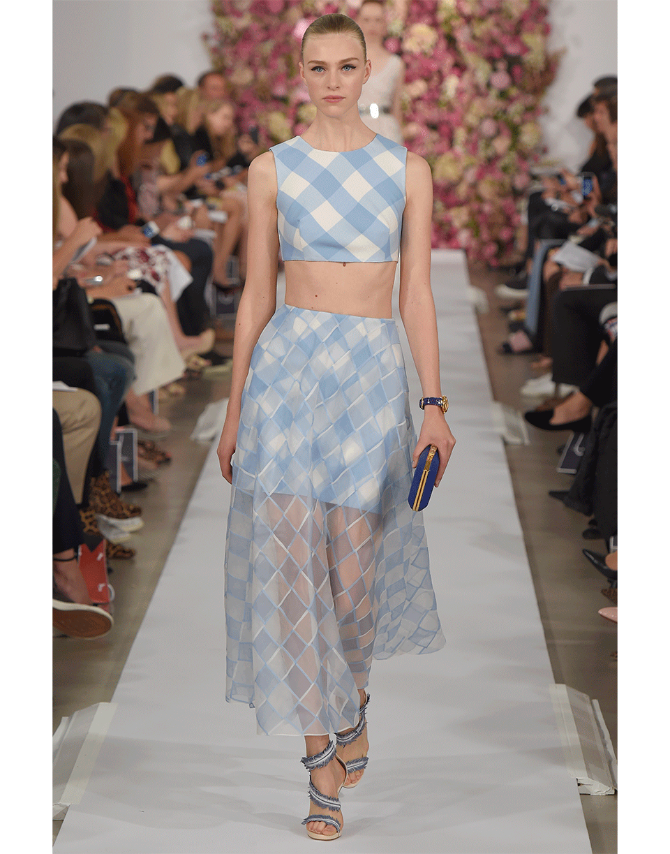 OSCAR DE LA RENTA-Buffalo Check Crop Top-WEDGEWD