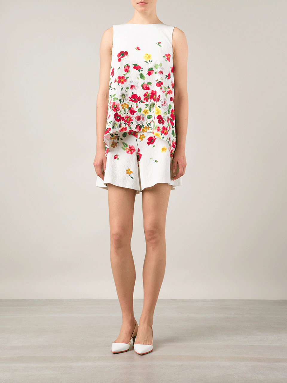 OSCAR DE LA RENTA-Watteau Back Floral Blouse-