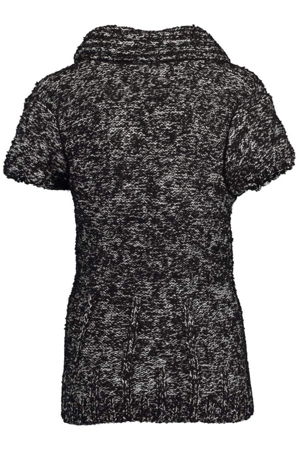OSCAR DE LA RENTA-Cap Sleeve V-Neck Tweed Pullover-BLACK