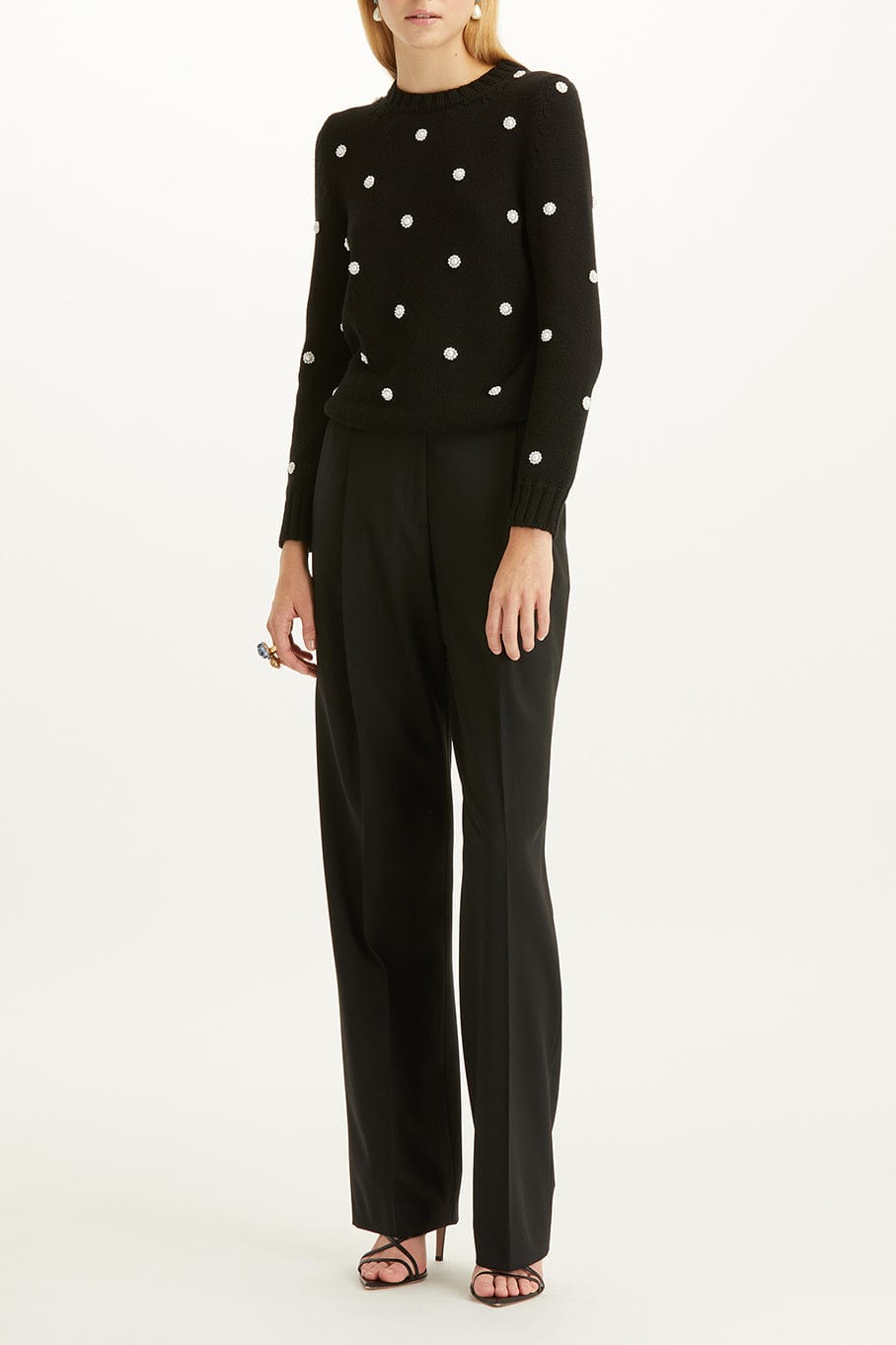 OSCAR DE LA RENTA-Pearl Embroidered Pullover-