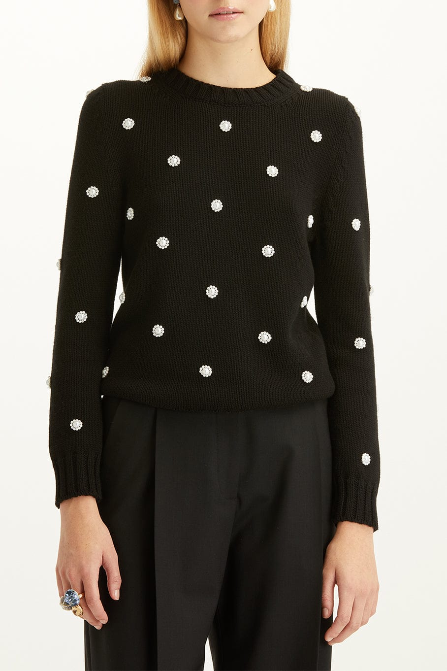 OSCAR DE LA RENTA-Pearl Embroidered Pullover-