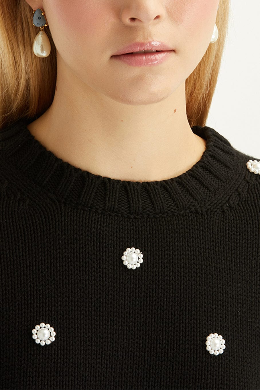 OSCAR DE LA RENTA-Pearl Embroidered Pullover-
