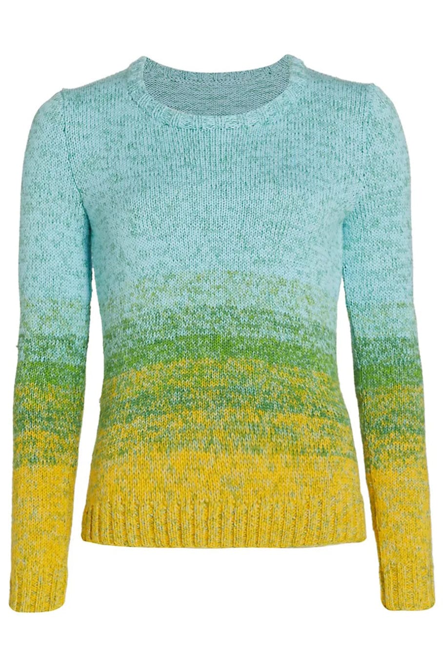 OSCAR DE LA RENTA-Long Sleeve Jewel Neck Ombre Pullover-