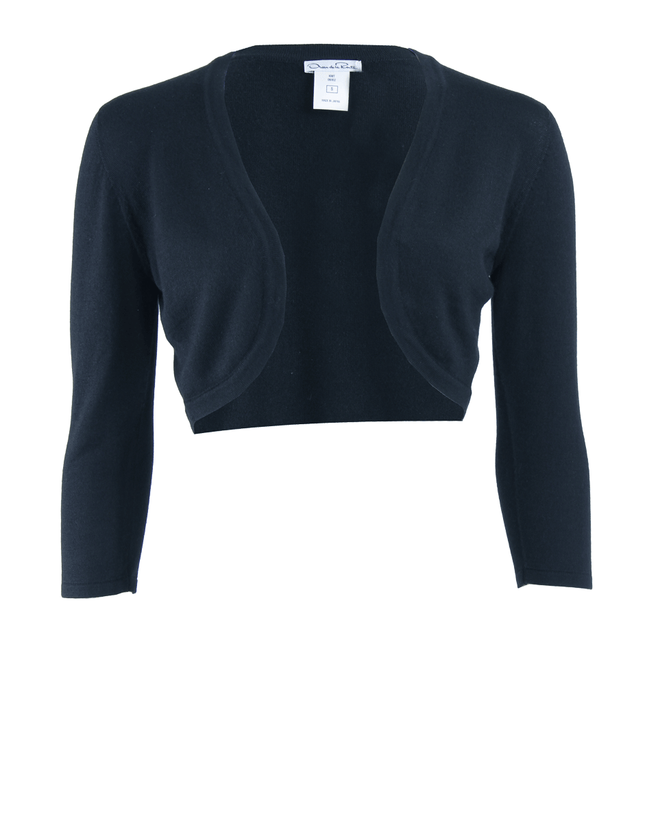 OSCAR DE LA RENTA-Three-Quarter Sleeve Bolero-NAVY