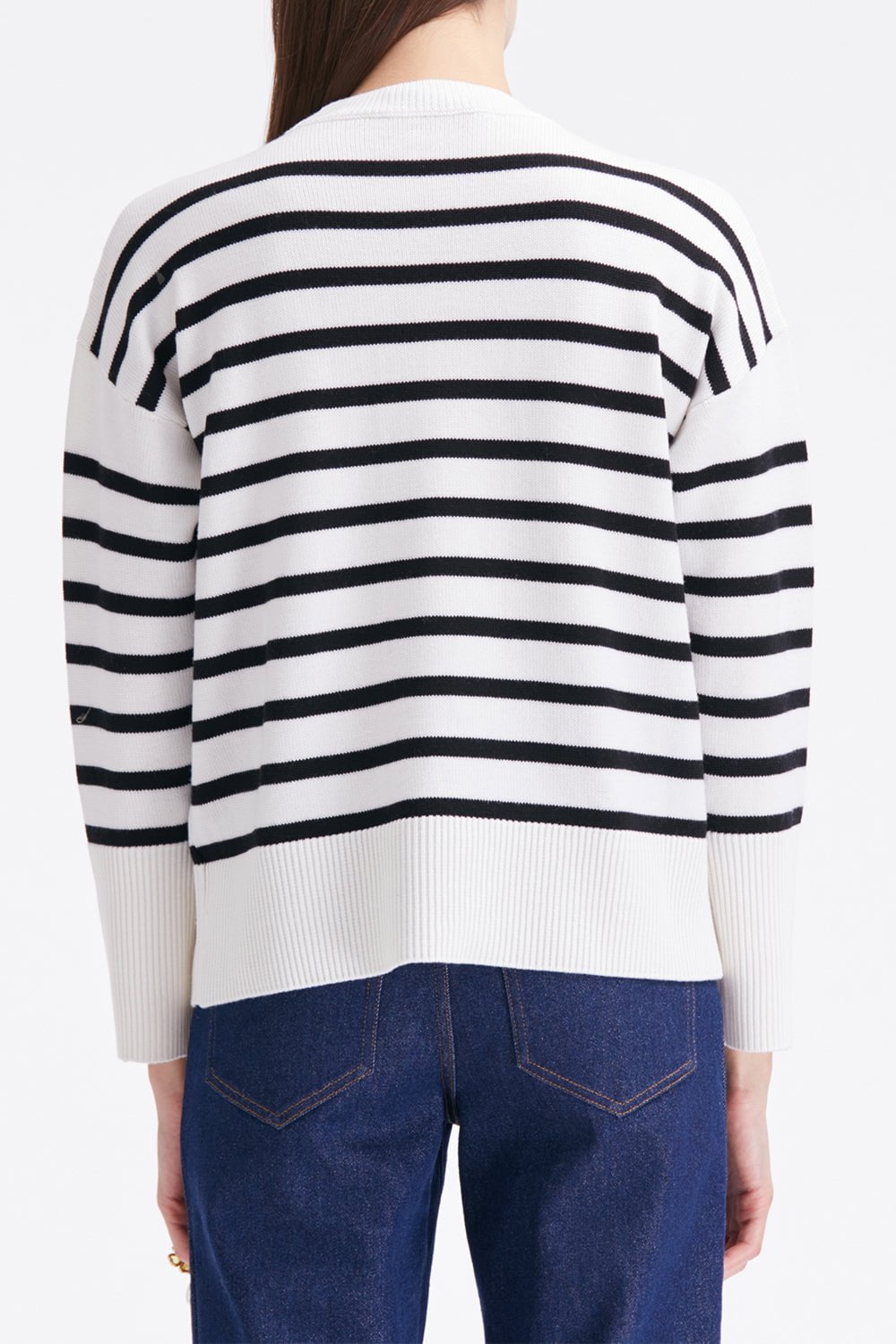 OSCAR DE LA RENTA-Gardenia Striped Threadwork Jumper-