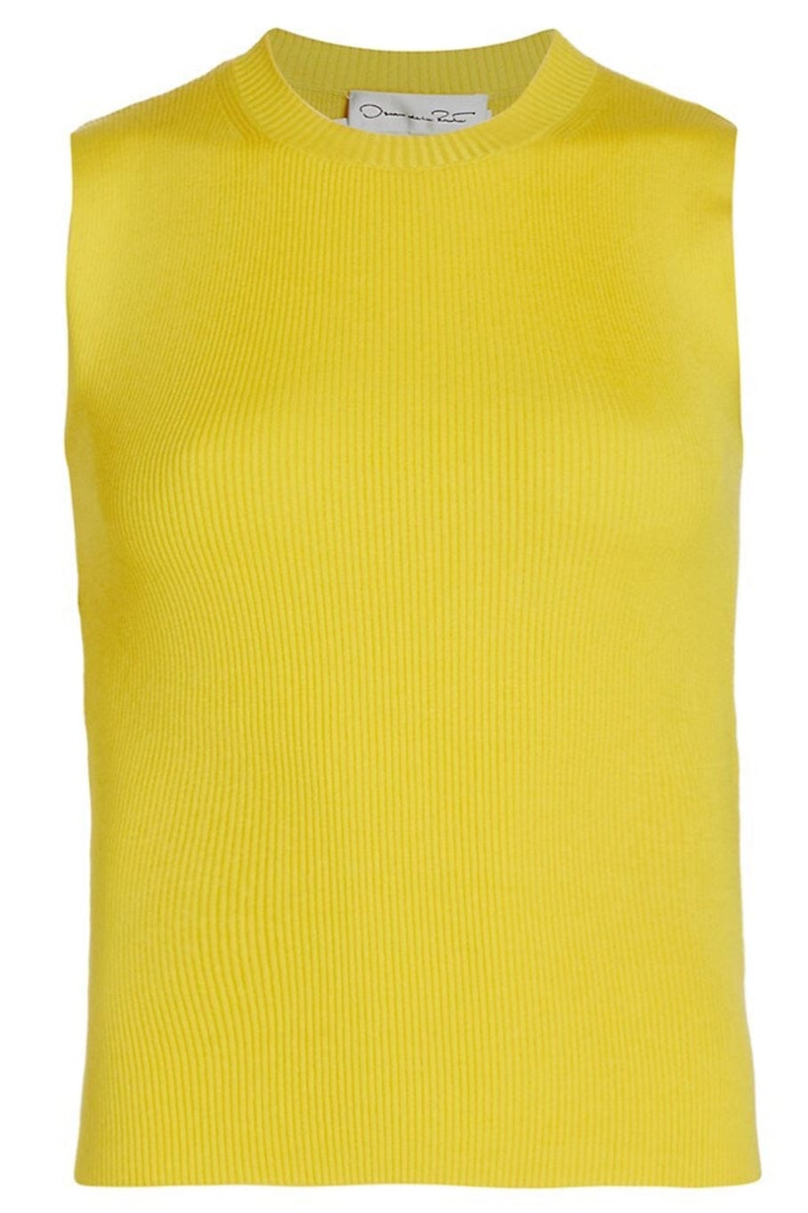 OSCAR DE LA RENTA-Mock Neck Silk Rib Tank-