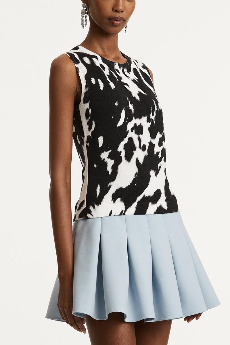 Cow Inset Tank-BLACK/IVORY-XS-CLOTHINGTOPTANK-OSCAR DE LA RENTA