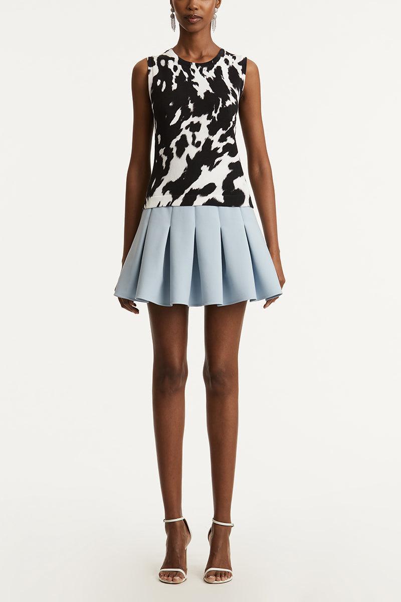 Cow Inset Tank-BLACK/IVORY-XS-CLOTHINGTOPTANK-OSCAR DE LA RENTA