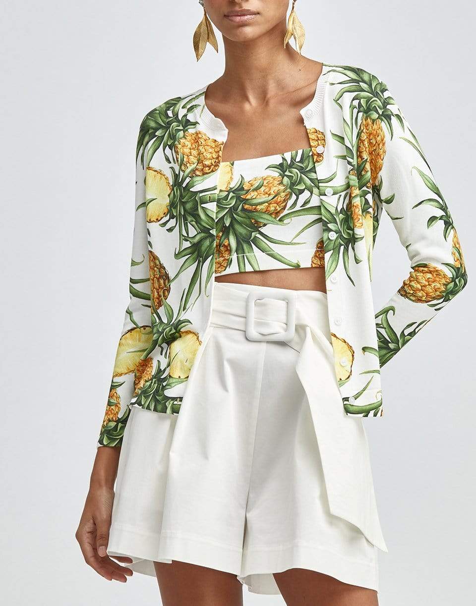 OSCAR DE LA RENTA-Pineapple Print Cropped Tank-IVORY