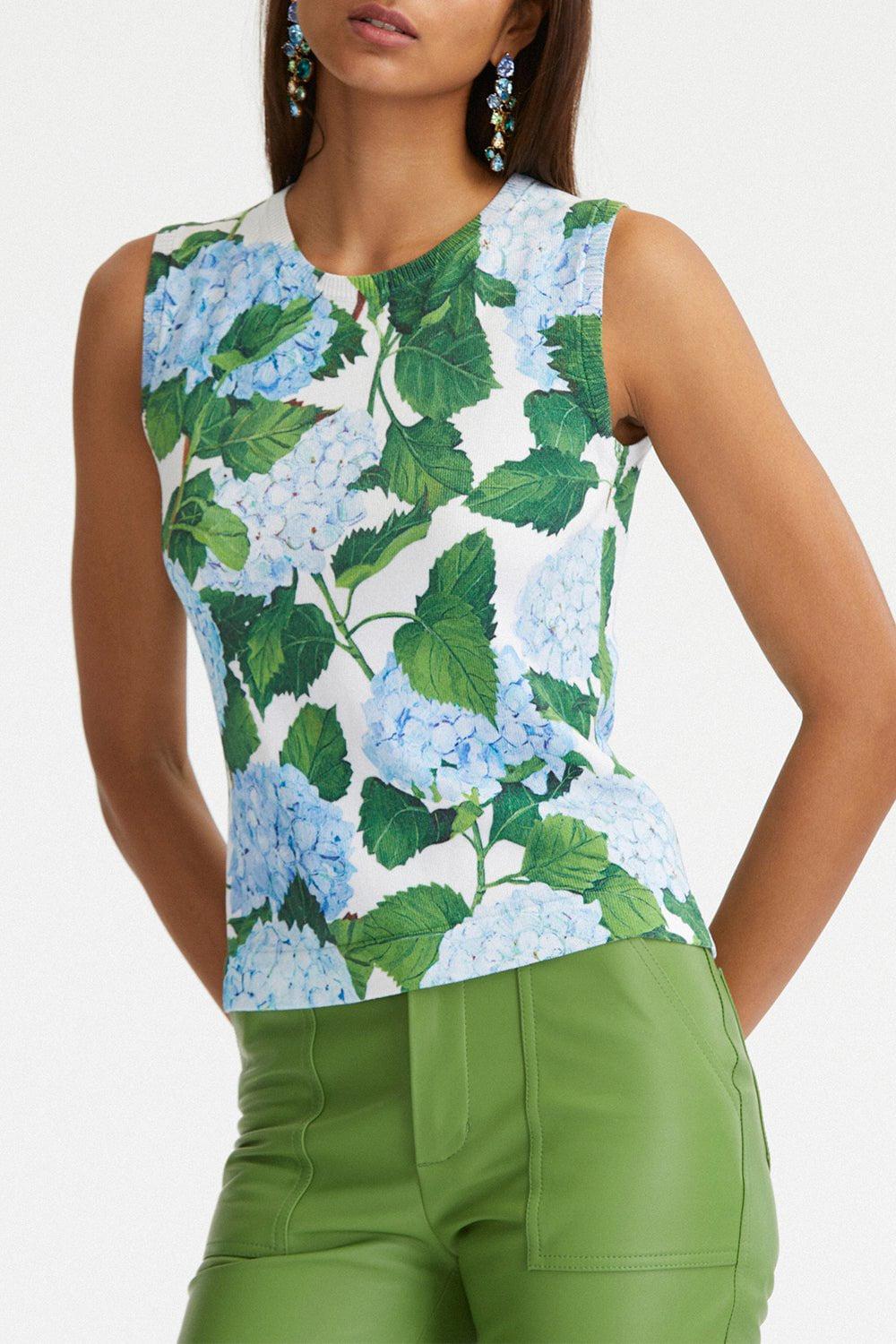 OSCAR DE LA RENTA-Hydrangea Printed Tank-