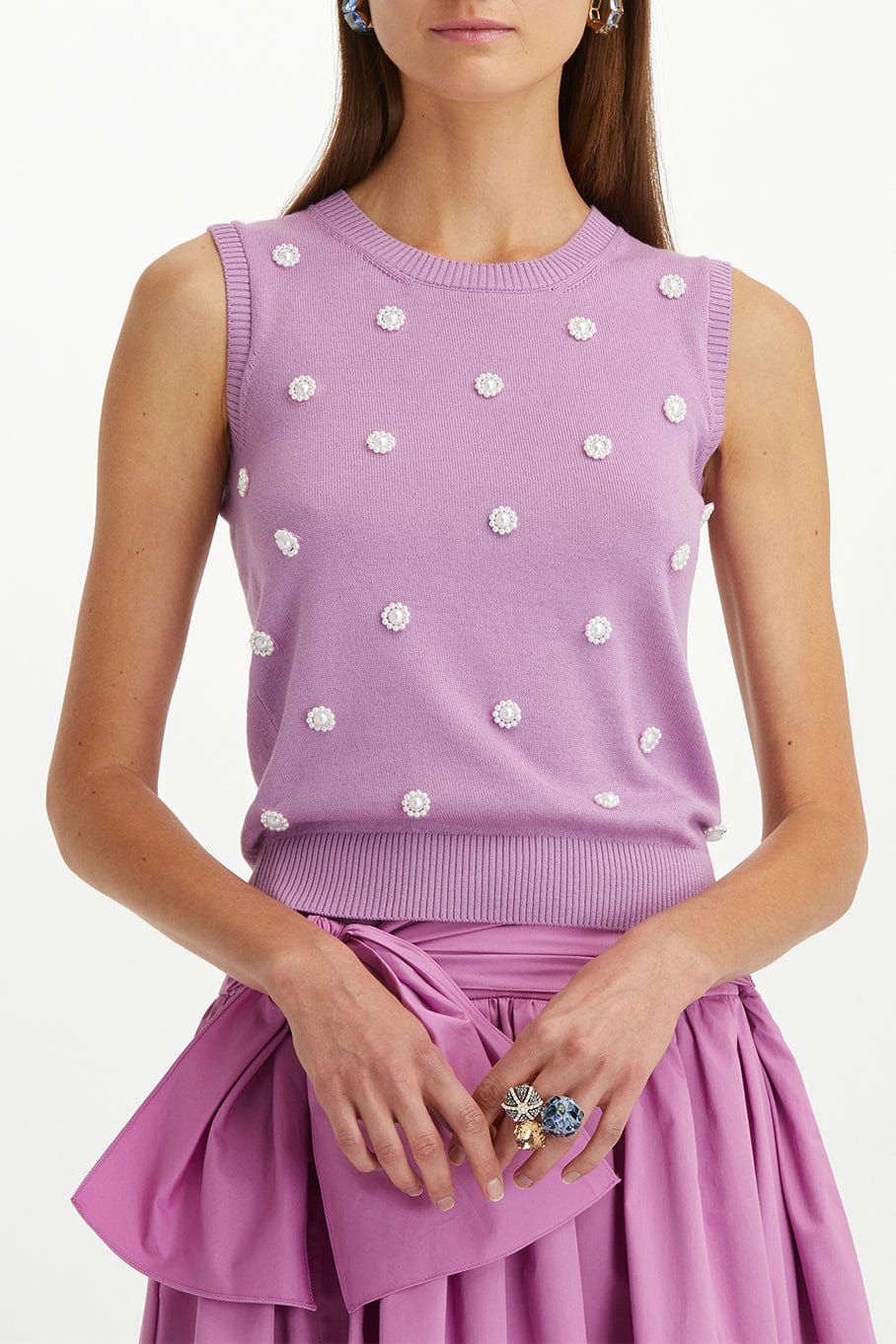 OSCAR DE LA RENTA-Pearl Embroidered Tank-
