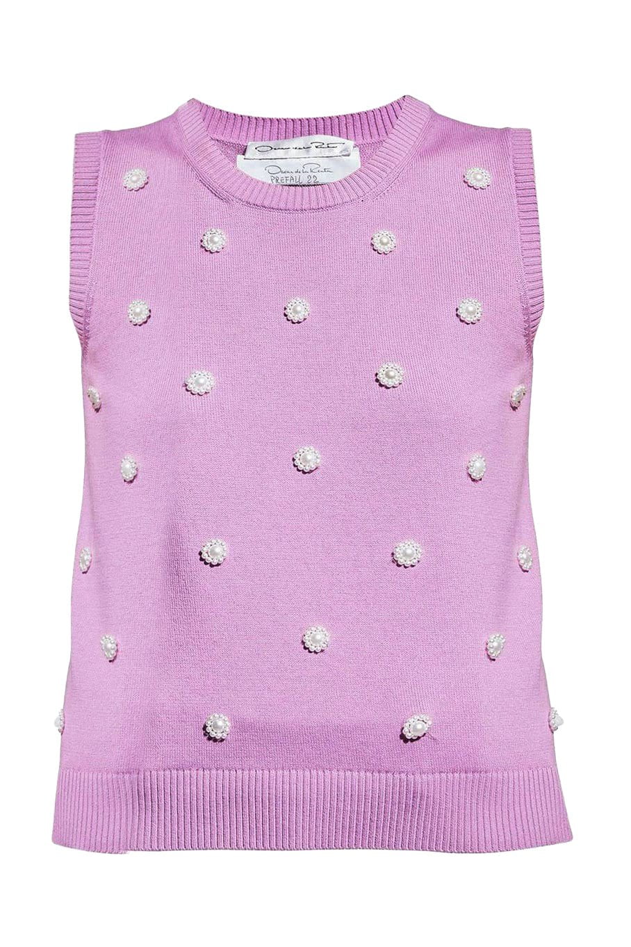 OSCAR DE LA RENTA-Pearl Embroidered Tank-