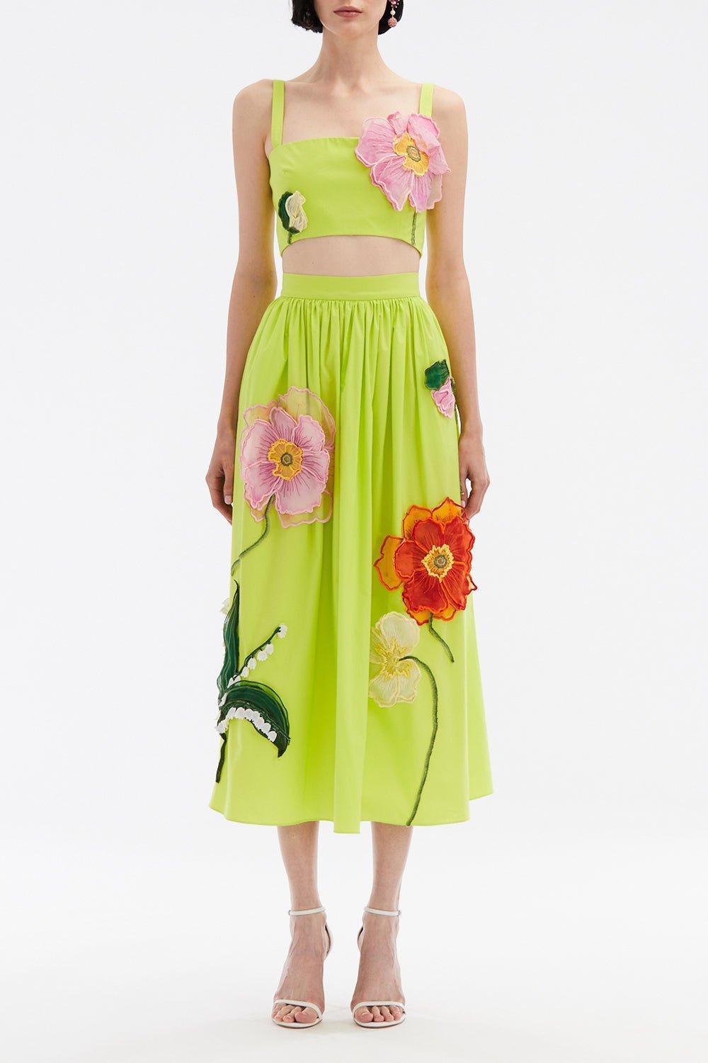 OSCAR DE LA RENTA-Oversized Floral Crop Tank-
