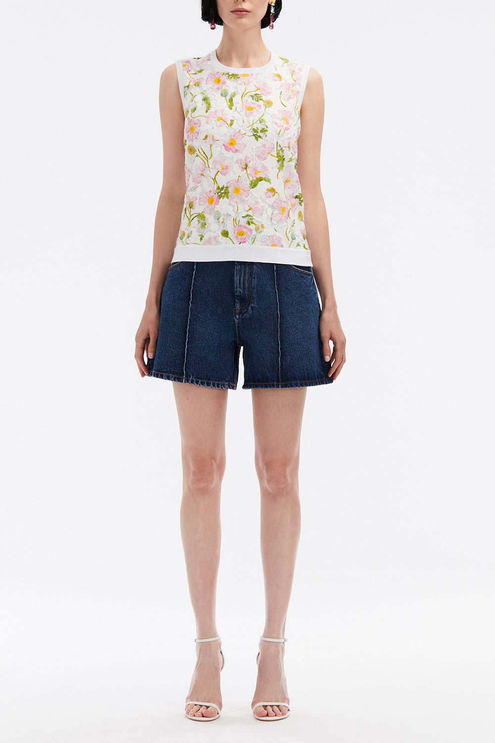 OSCAR DE LA RENTA-Mixed Botanical Inset Tank-