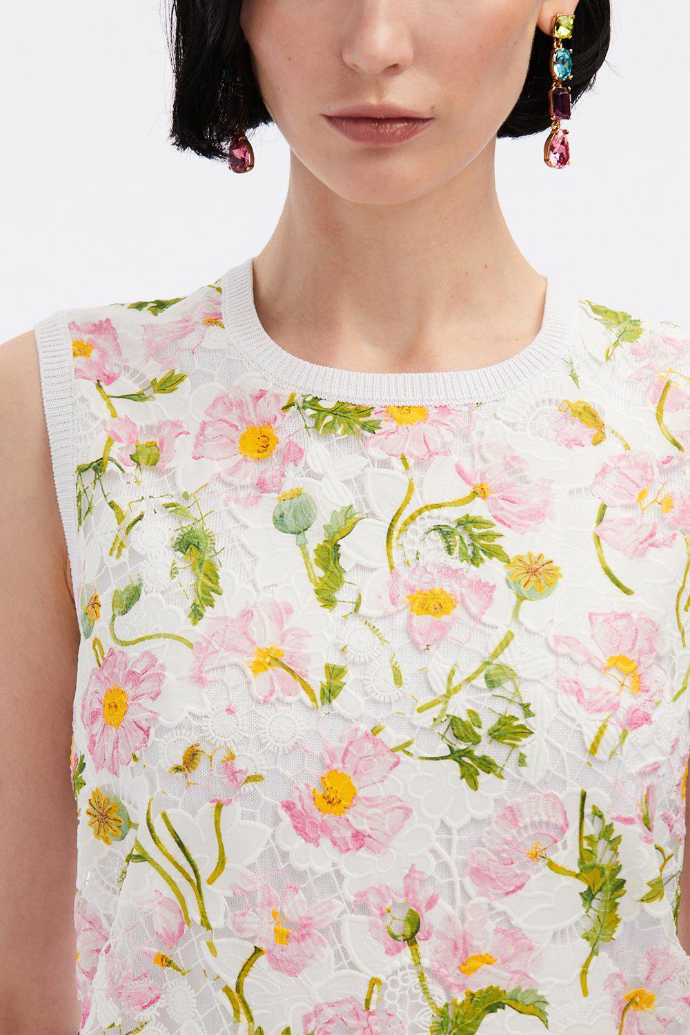 OSCAR DE LA RENTA-Mixed Botanical Inset Tank-