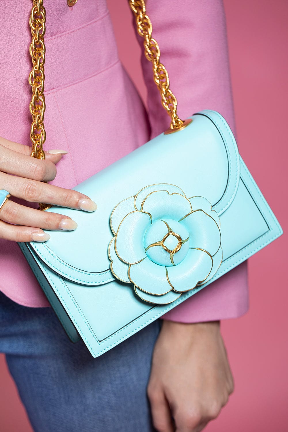 OSCAR DE LA RENTA-Classic Tro Bag - Cyan-CYAN