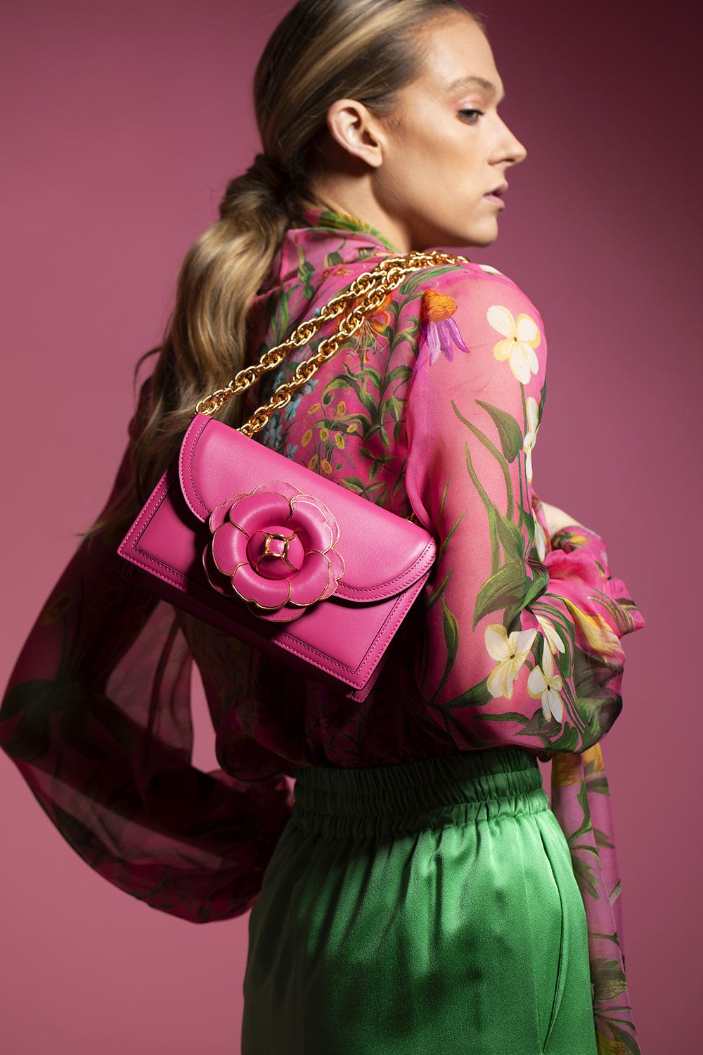 OSCAR DE LA RENTA-Classic Tro Bag - French Pink-FRNCHPNK