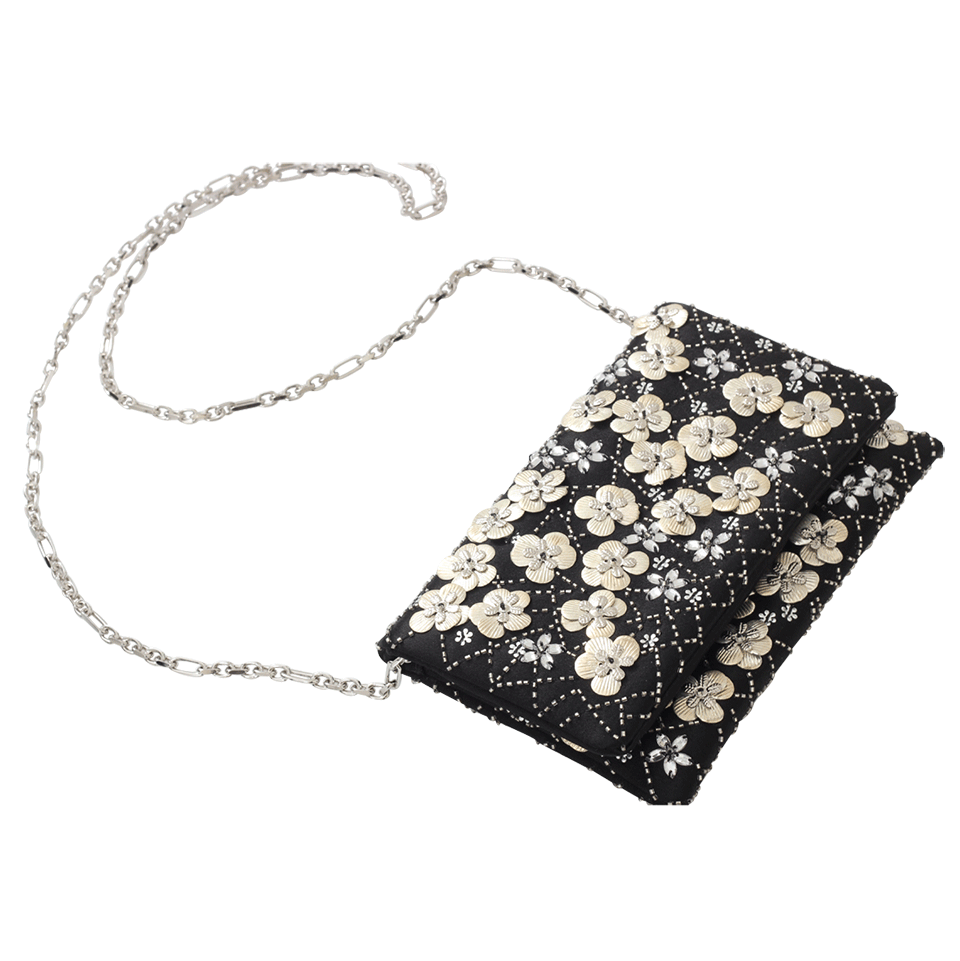 OSCAR DE LA RENTA-Embroidered Petite Evening Bag-BLACK