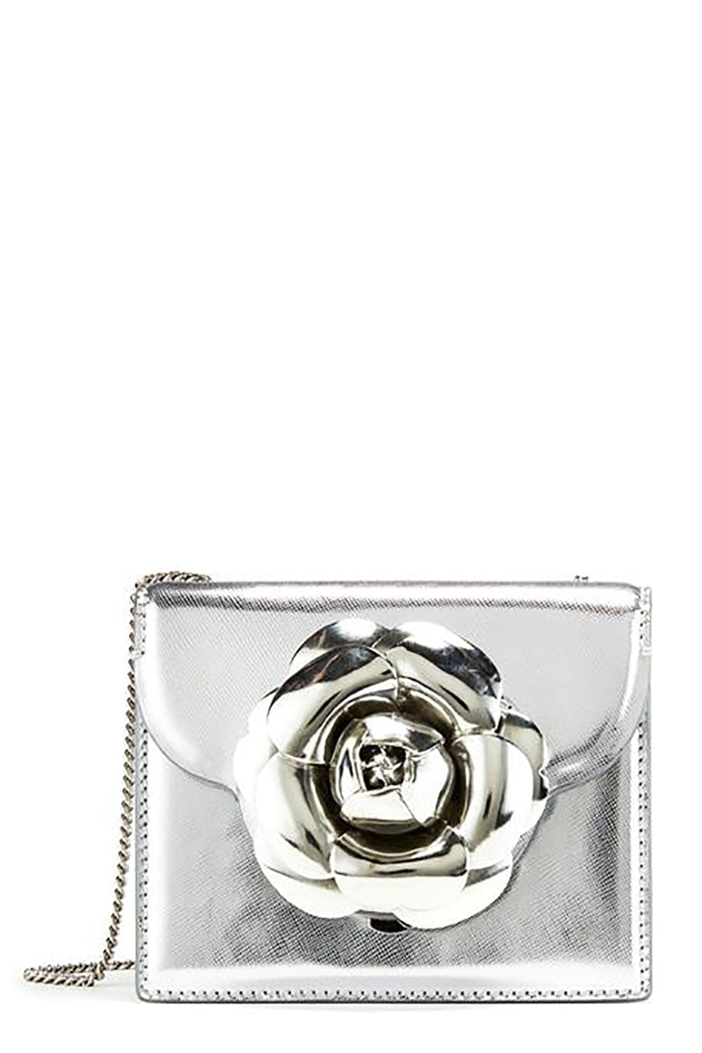 OSCAR DE LA RENTA-Tro Bag - Silver Leather-SILVER