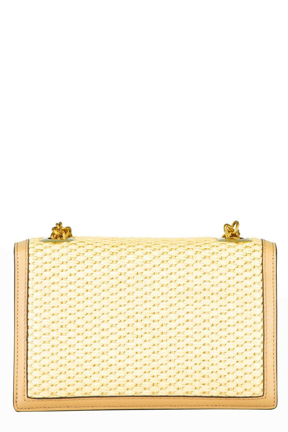 OSCAR DE LA RENTA-Classic Tro Bag - Beige Raffia-BEIGE