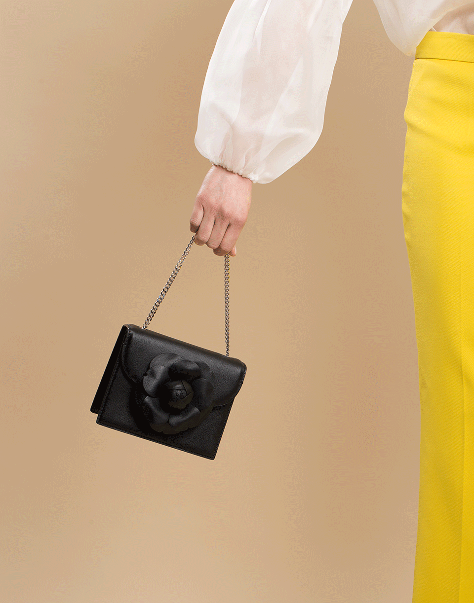 OSCAR DE LA RENTA-Black Mini Tro Crossbody Bag-BLACK