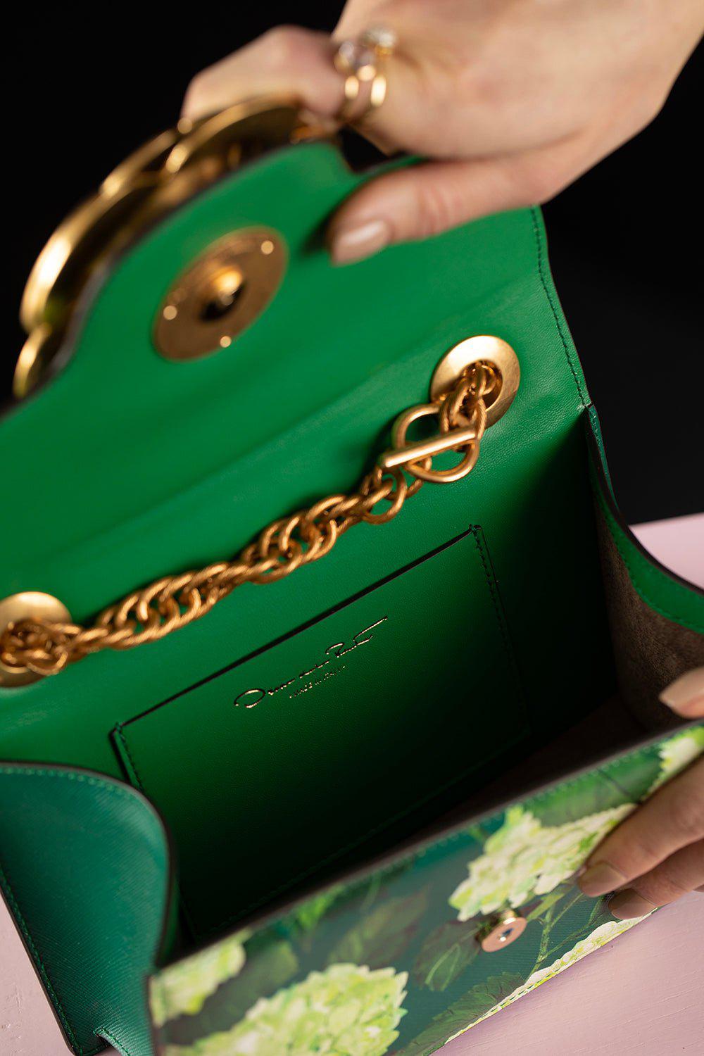 OSCAR DE LA RENTA-Classic Tro Bag - Green Hydrangea-GREEN