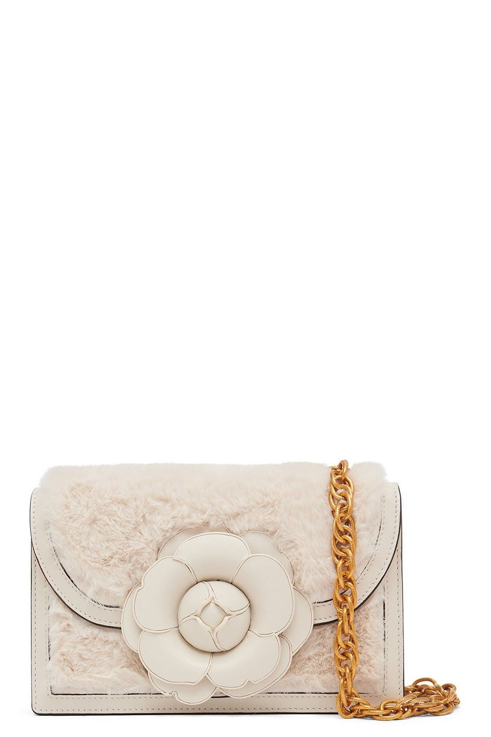 OSCAR DE LA RENTA-Classic Tro Bag - Faux Fur Ivory-IVORY