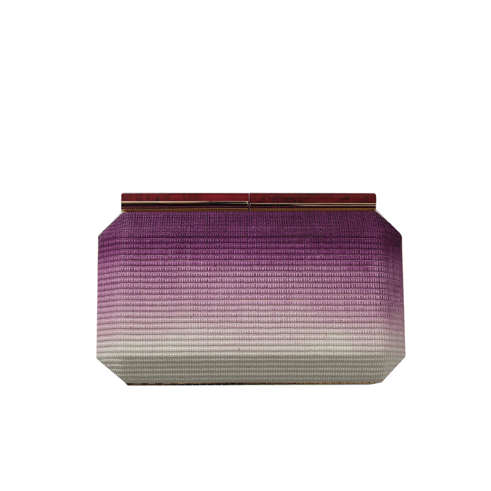 OSCAR DE LA RENTA-Saya Floral Embroidered Raffia Clutch-MAGENTA