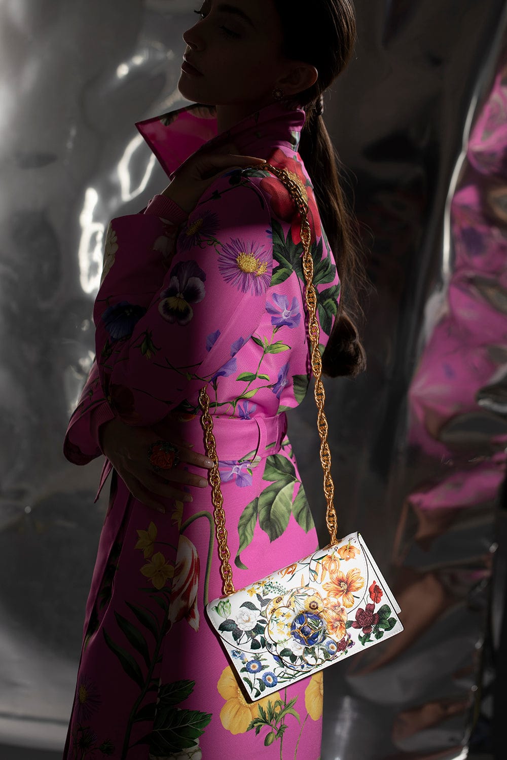 OSCAR DE LA RENTA-Tro Bag - Floral-WHITE MULTI