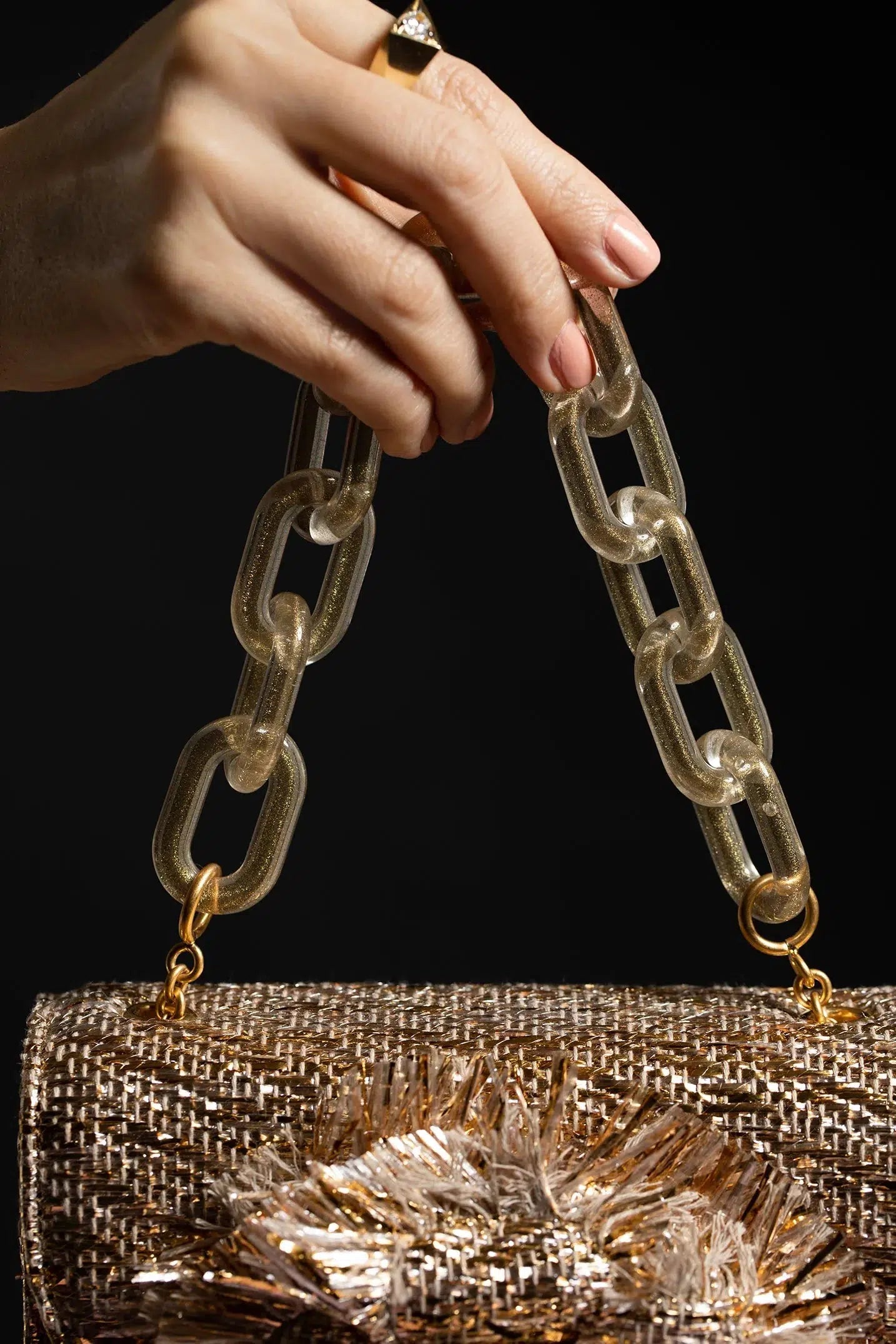 OSCAR DE LA RENTA-Mini Tro Bag - Gold Raffia-GOLD