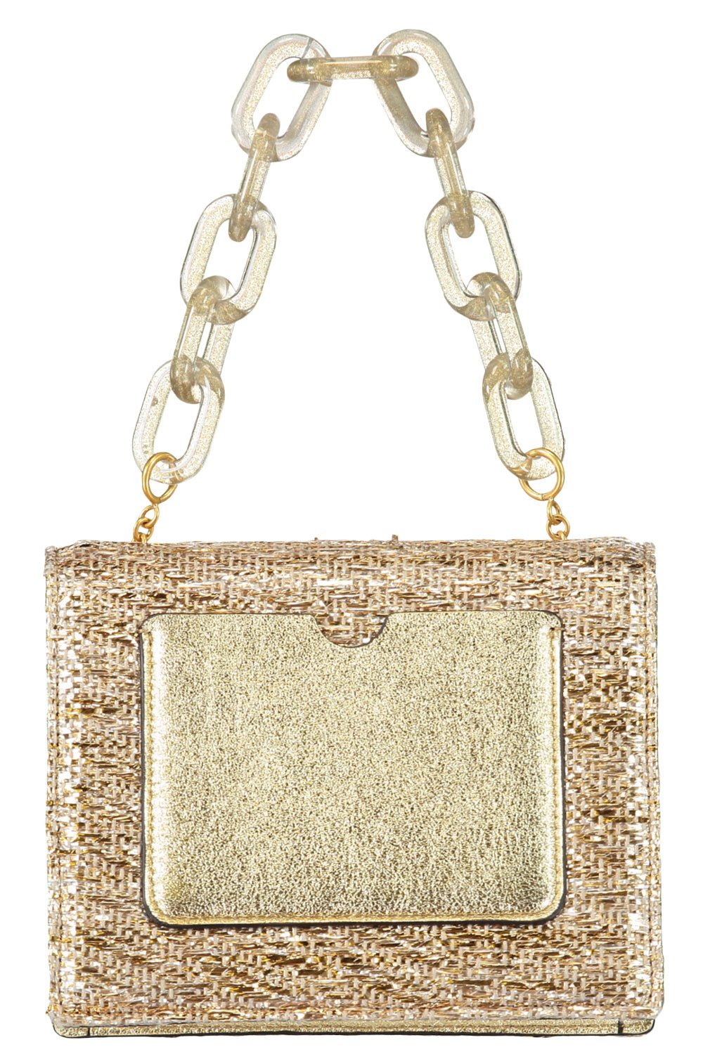 OSCAR DE LA RENTA-Mini Tro Bag - Gold Raffia-GOLD