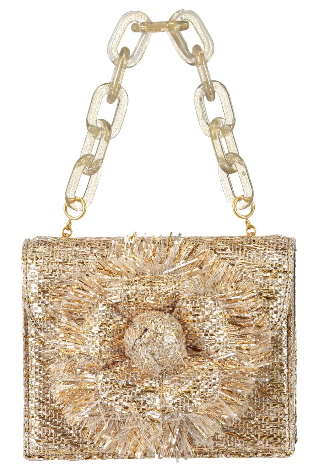 OSCAR DE LA RENTA-Mini Tro Bag - Gold Raffia-GOLD