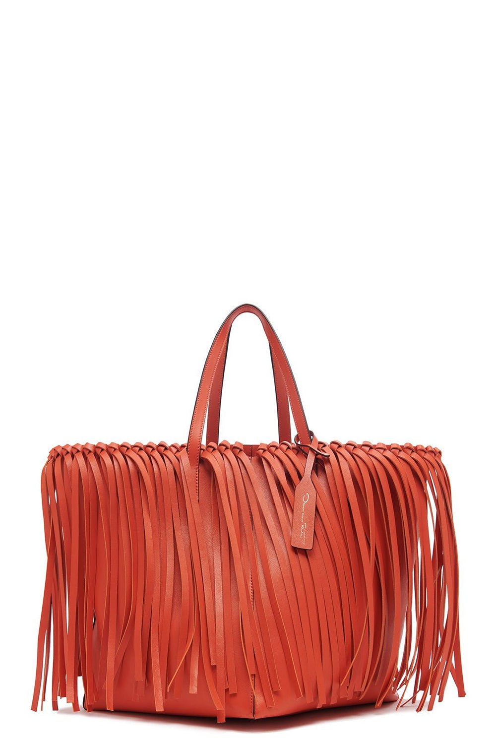 OSCAR DE LA RENTA-Medium Square Fringe Tote-SIENNA