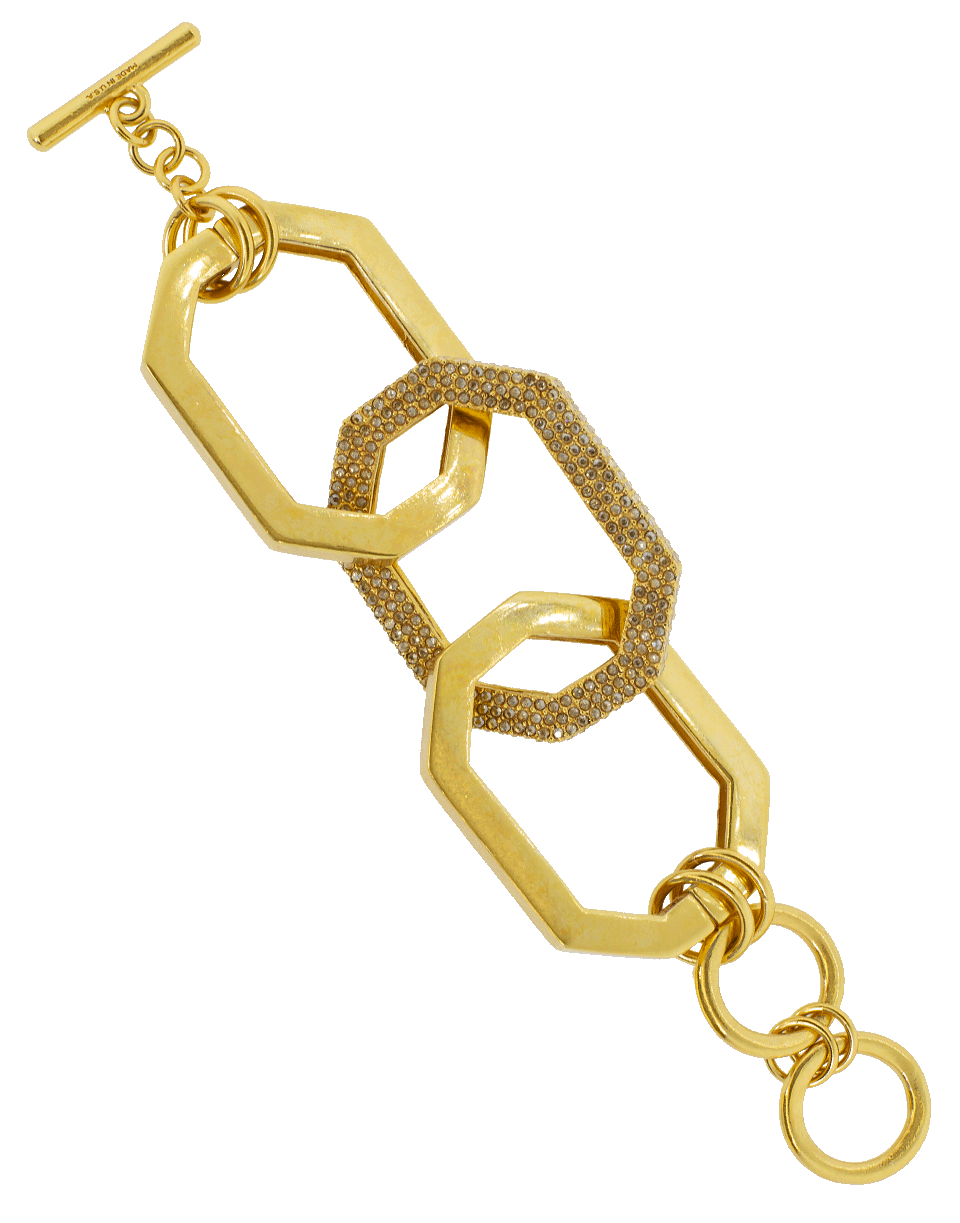OSCAR DE LA RENTA-Oversized Elongated Octagon Link Bracelet-GLDSHDW