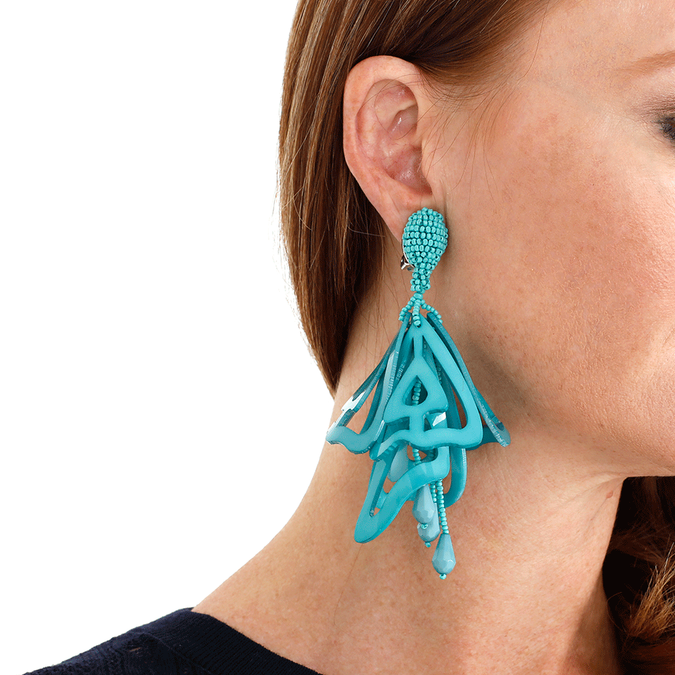 OSCAR DE LA RENTA-Lace Impatient Earrings-AQUA