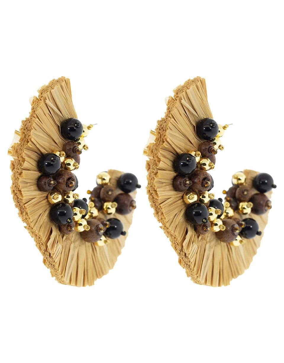 OSCAR DE LA RENTA-Raffia Fringe Earrings-BEIGE