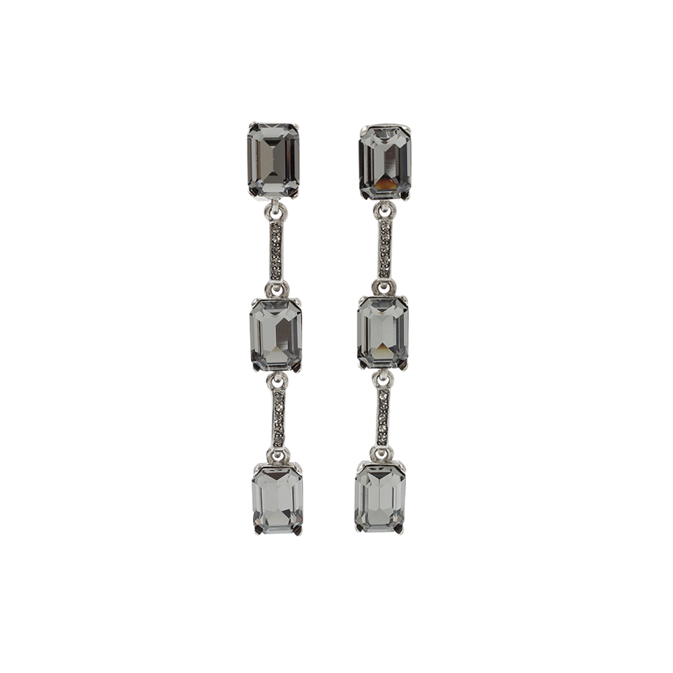 OSCAR DE LA RENTA-Triple Octagon Clip Earrings-BLACK