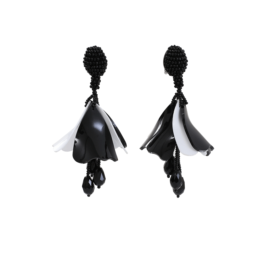OSCAR DE LA RENTA-Impatient Flower Earrings-BLK/WHT