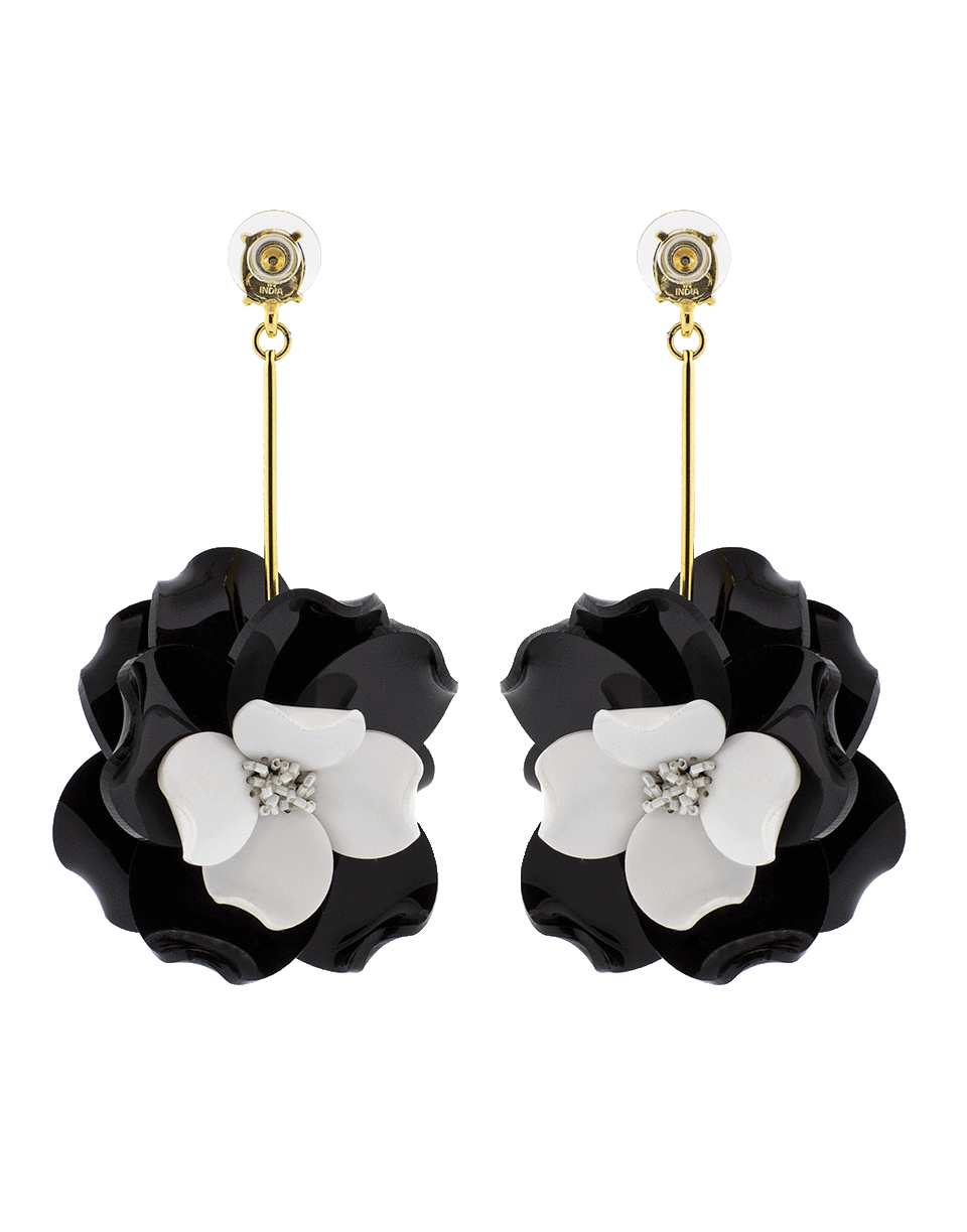 OSCAR DE LA RENTA-Petunia Long Drop Earrings-BLK/WHT