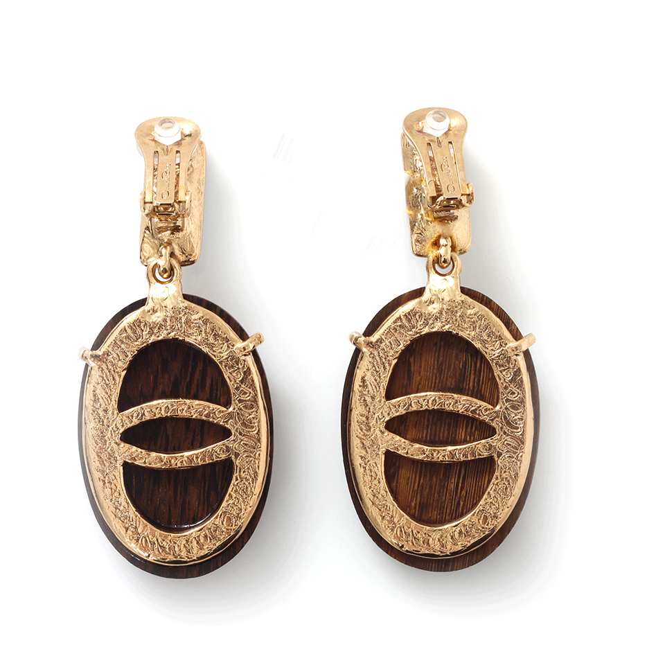 OSCAR DE LA RENTA-Wooden Crystal Clip-On Earrings-CAPRI