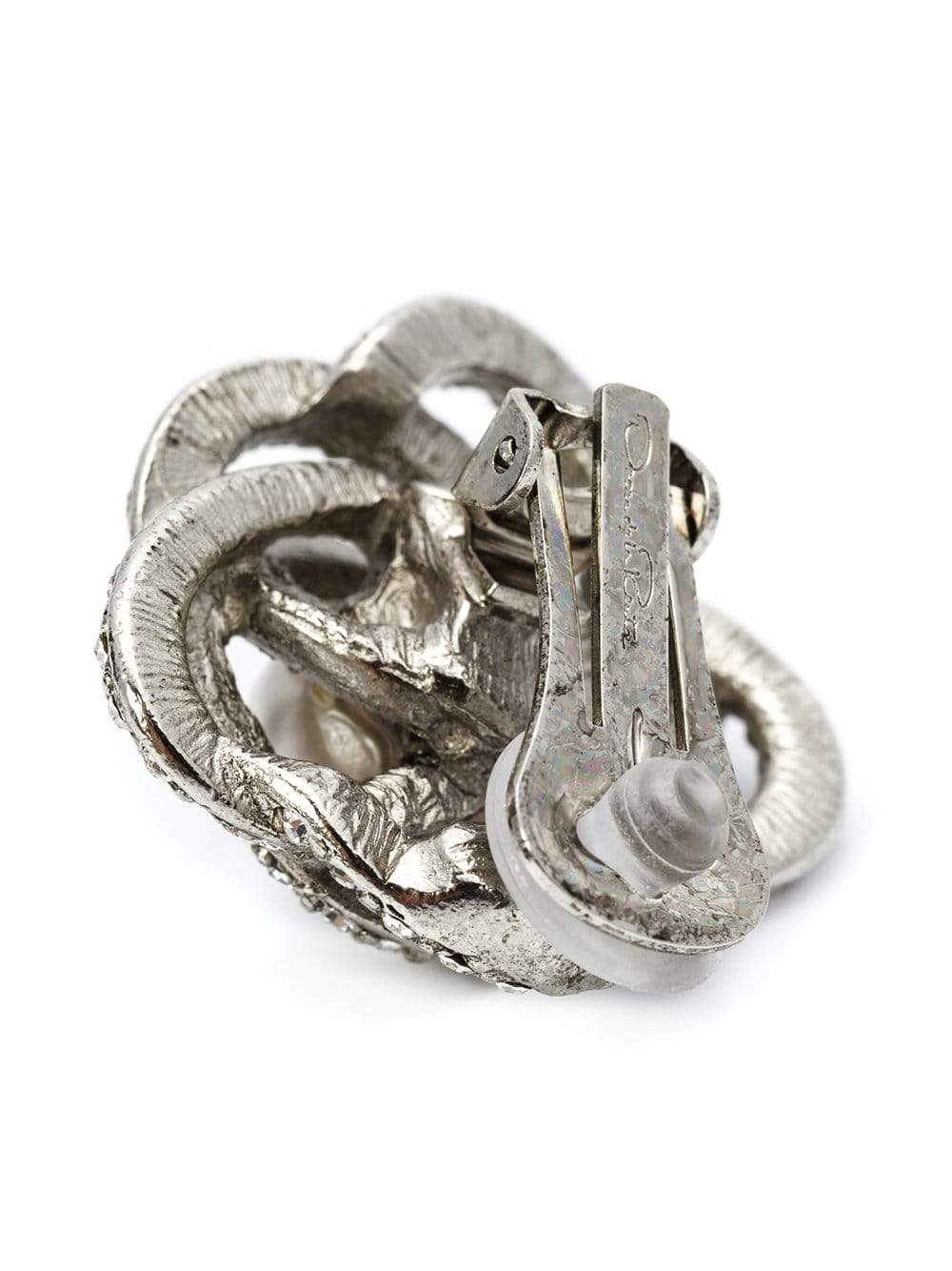 OSCAR DE LA RENTA-Pearl Button Clip Earrings-CRYS/SLV