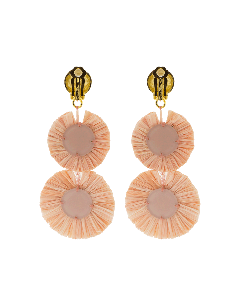 OSCAR DE LA RENTA-Raffia Disk Drop Earrings-GRAPEFRU