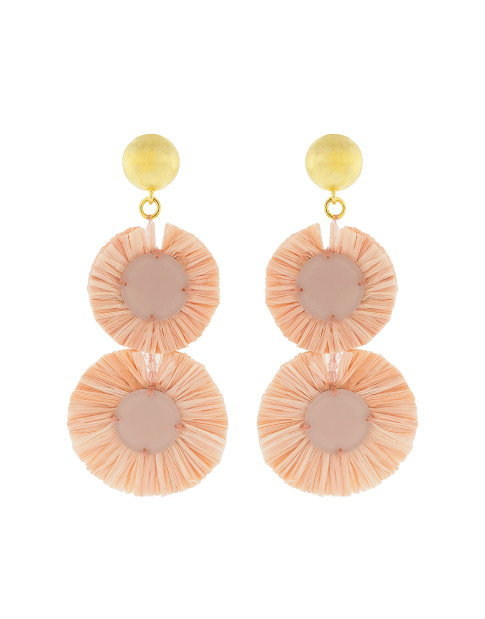 OSCAR DE LA RENTA-Raffia Disk Drop Earrings-GRAPEFRU