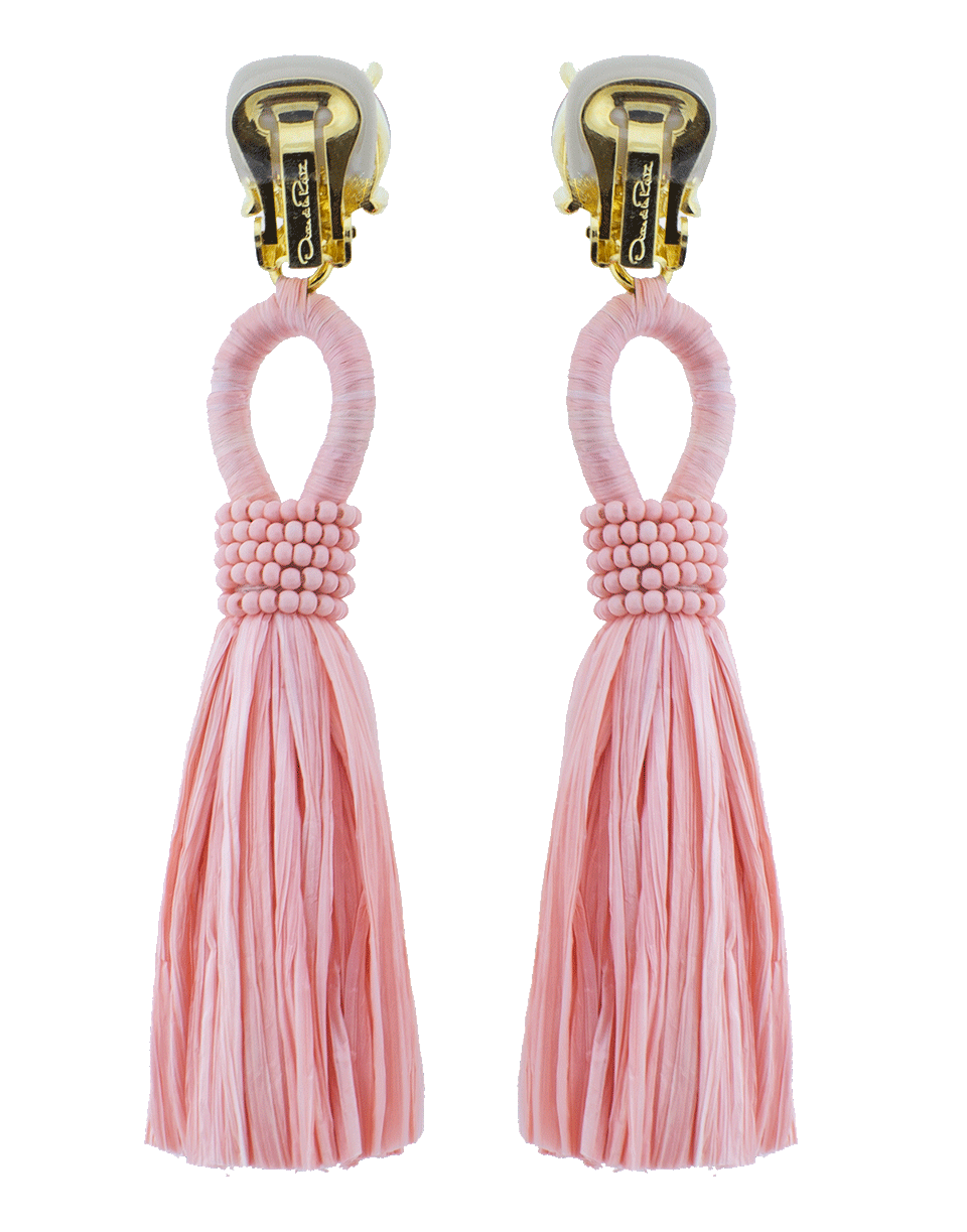 OSCAR DE LA RENTA-Raffia Tassel Earrings-GRAPEFRU