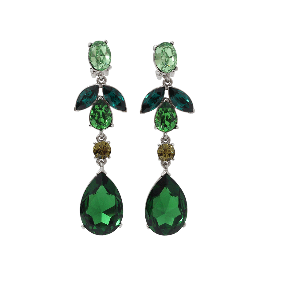 OSCAR DE LA RENTA-Teardrop Clip-On Earrings-GREEN