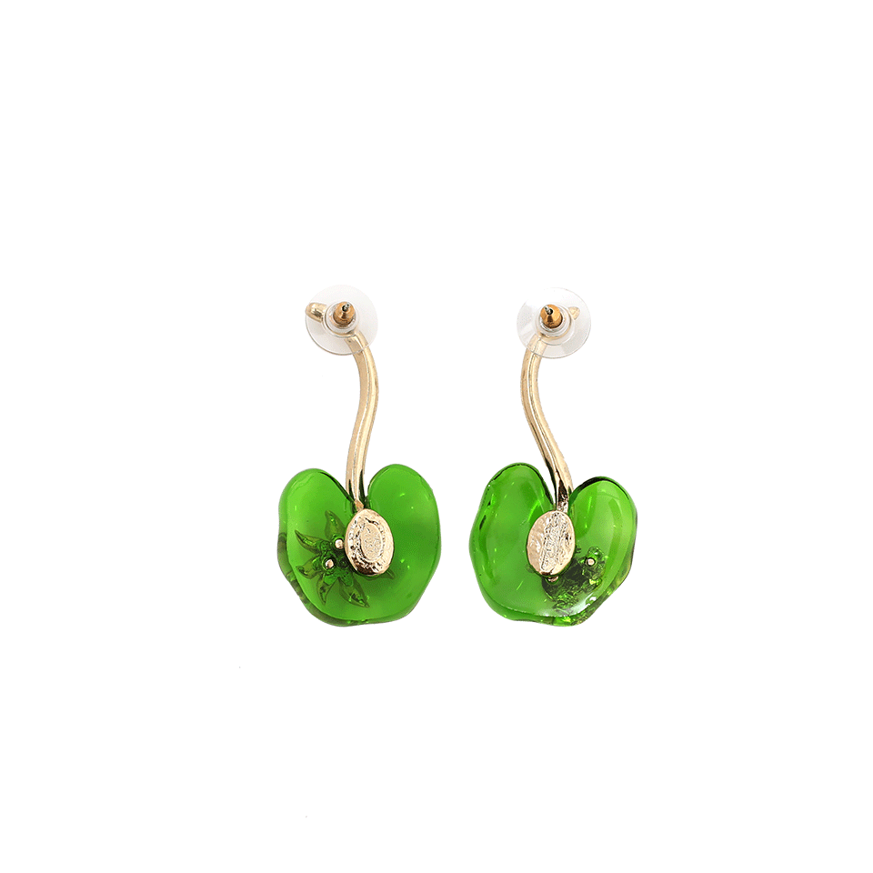OSCAR DE LA RENTA-Resin Lily Earrings-GRN/GOLD