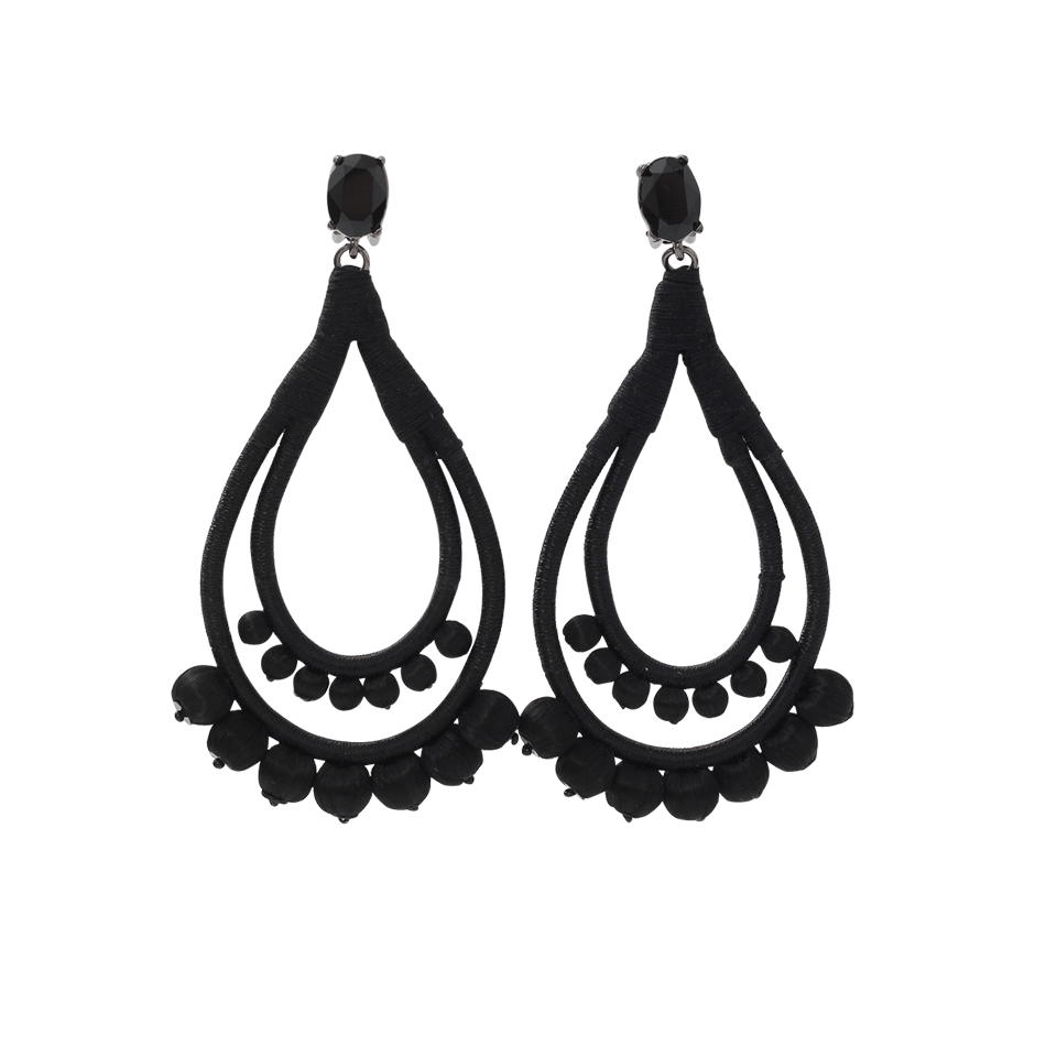 OSCAR DE LA RENTA-Beaded Teardrop Earrings-JET
