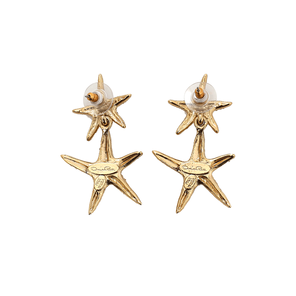 OSCAR DE LA RENTA-Pave Sea Star Drop Earrings-LGHTGOLD