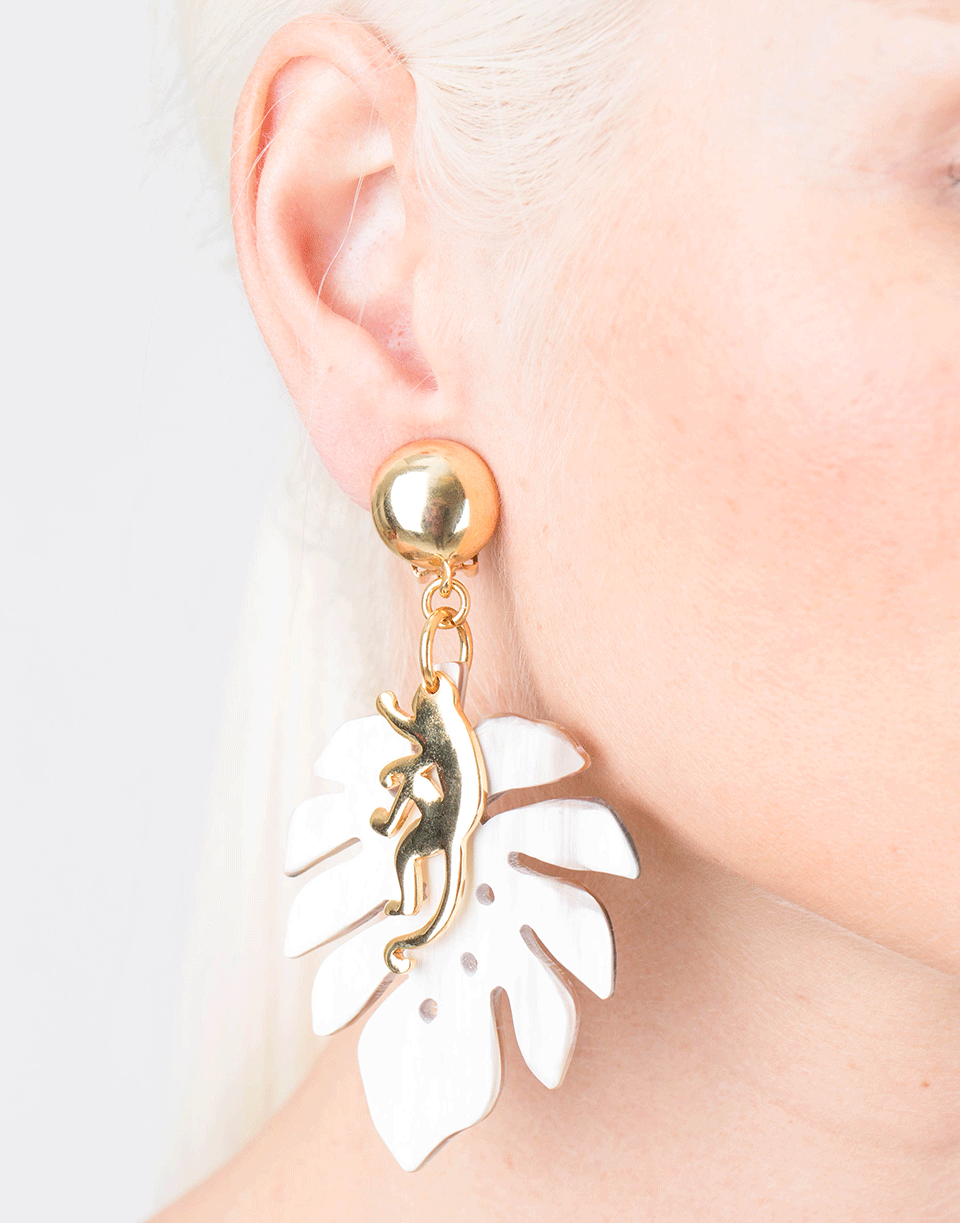 OSCAR DE LA RENTA-Small Jungle Horn Earrings-LT HORN