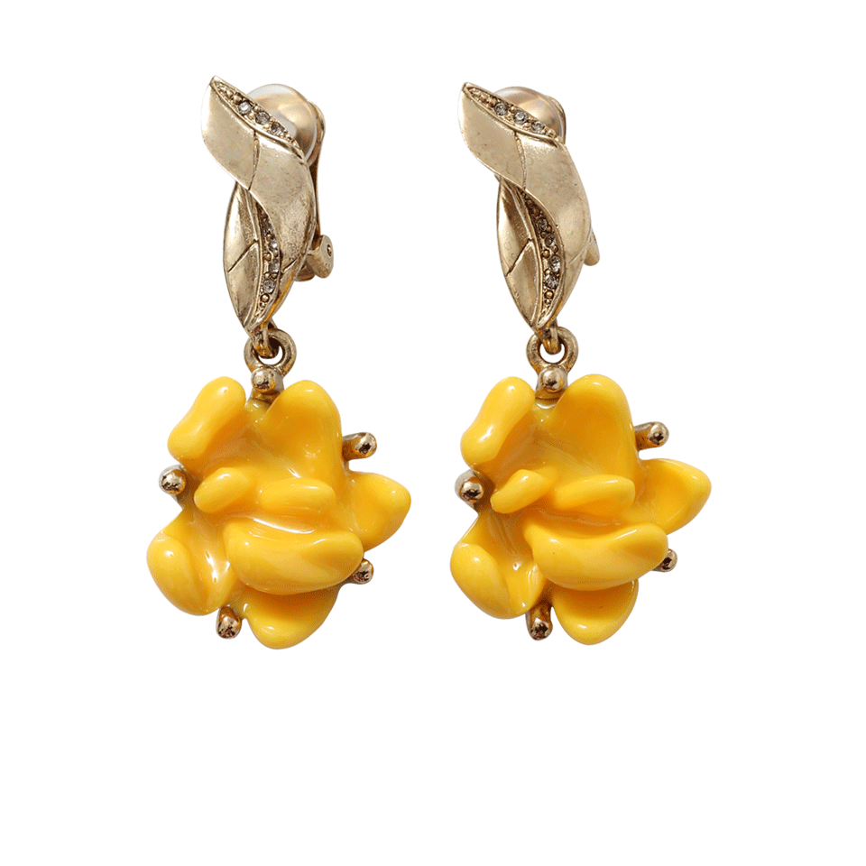 OSCAR DE LA RENTA-Resin Flower Earrings-MARIGOLD